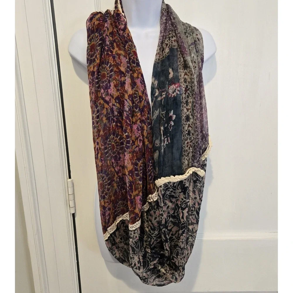 Unbranded Women's Infinity Scarf Multi‎ Patterned Crochet Trimmed